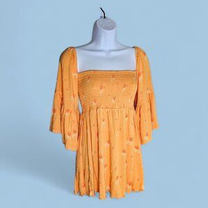 Free People Tunic Top‎ Womens XS Lana Floral Smocked Off-Shoulder Boho Summer